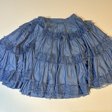 Vtg Partners Please Square Dance Circle Skirt Tiered Lace Trim Rockabilly Sz S