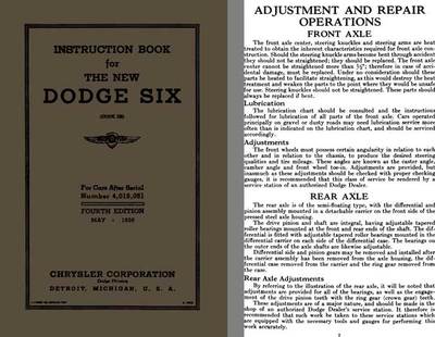 Dodge Six 1936 - Instruction Book for The New Dodge Six (For Cars After Serial N