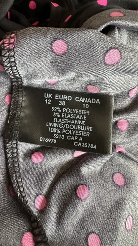 Precis schwarz mit rosa Tupfen Fit & Flare ärmelloses Kleid Gr. 12 - Bild 6 von 14