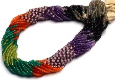 Natural Mix Gemstones Micro Faceted 3MM Approx. Rondelle Beads Strand 14"