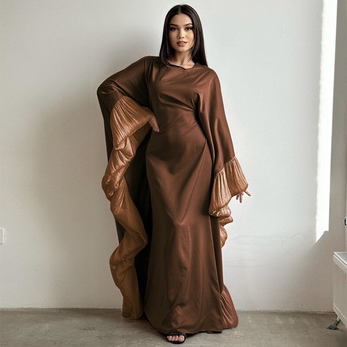 Moda Para Mujer Bata Industria Pesada Dubai Empalme Mangas de Encaje Elegante Vestido - Imagen 5 de 18