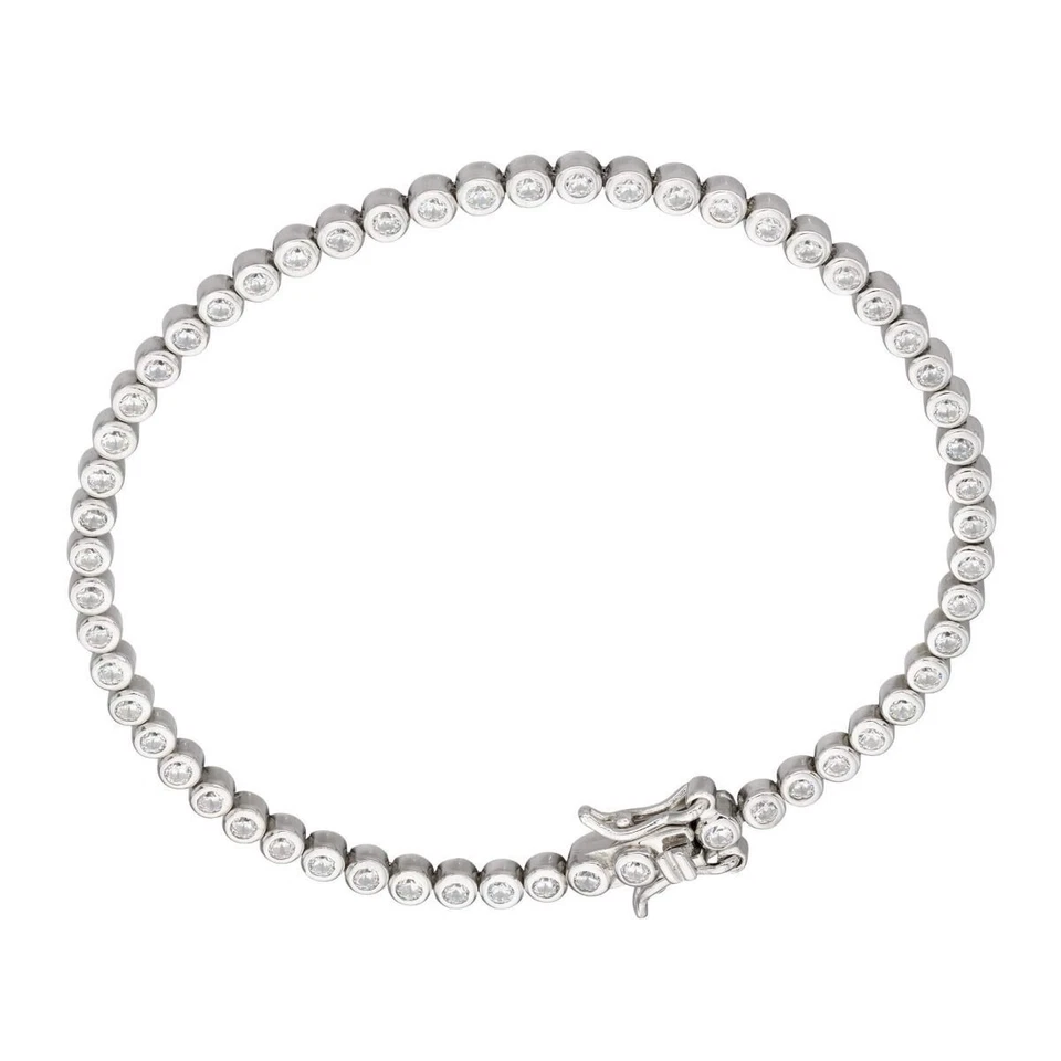 Juego de bisel 59 pulsera de circonitas de plata de ley 925 con sello nuevo en caja Foto 3 de 4