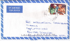 Zambia Commercially Used Air Mail Cover From Zambia to USA with Gandhi Nehru Sta