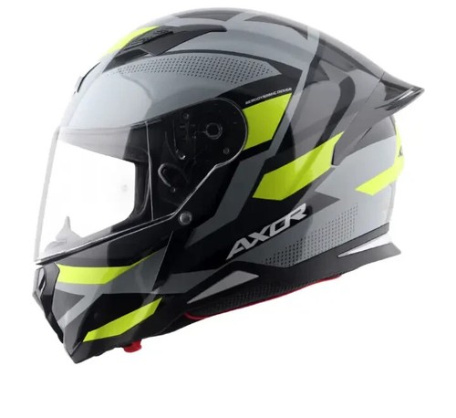 Casco integrale moto Axor Hunter Cornet Nardo grigio giallo fluo ECE 22.05 - Foto 3 di 7