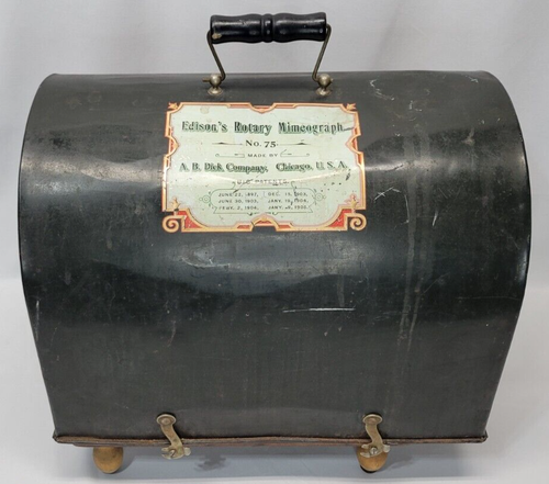 Antique Edison Rotary Mimeograph NO. 75 with Case & Stencil -Near MINT Condition - Picture 20 of 24