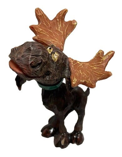 Moose Bobble Head Ornament Resin  Funny Face Durpy 4.5” Tall Gift - Picture 1 of 12