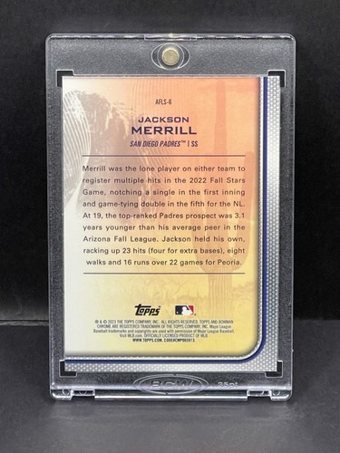 Jackson Merrill RARE ROOKIE REFRACTOR BOWMAN CHROME INVESTMENT CARD SSP ROY MINT - Picture 8 of 12