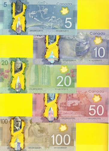 Canada 2011-13 $5 10 20 50 100 POLYMER Macklem * Carney set of 5 - Picture 2 of 2