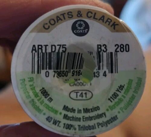 Lot of Two (2) Coats & Clark 1,100 Yard Spools of Machine Embroidery Thread - Picture 3 of 5