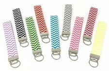 Multi Color Chevron print fabric Wristlet Key Fob key chain