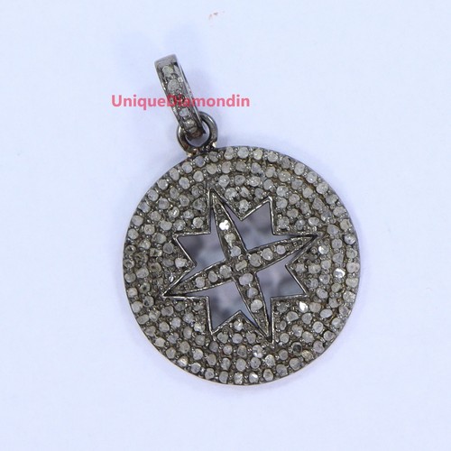 Natural Diamond pendant 925 silver Diamond pendant Wedding diamond pendant Gift - Picture 5 of 7