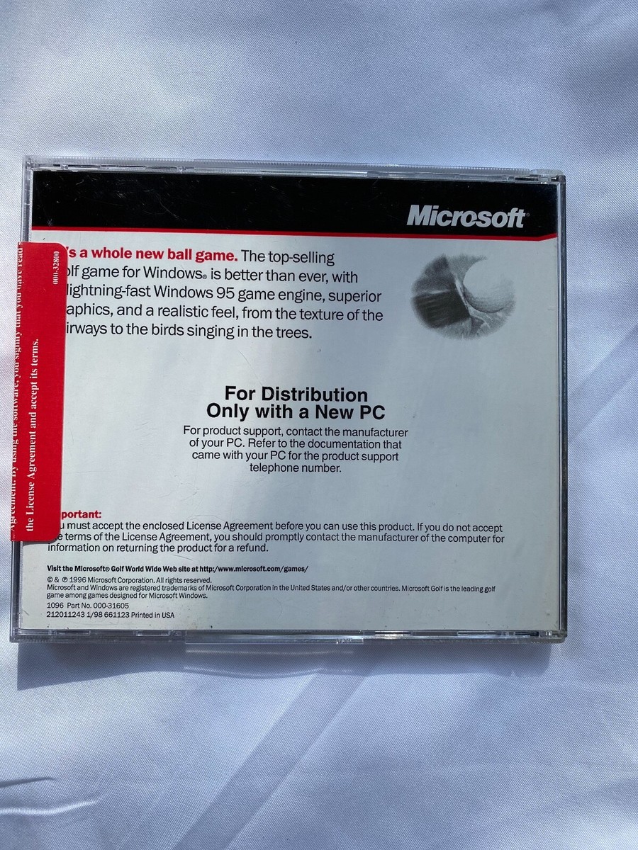 MICROSOFT GOLF (PC, WIN 1995) - CD ROM Version 3.0 93007361106| eBay