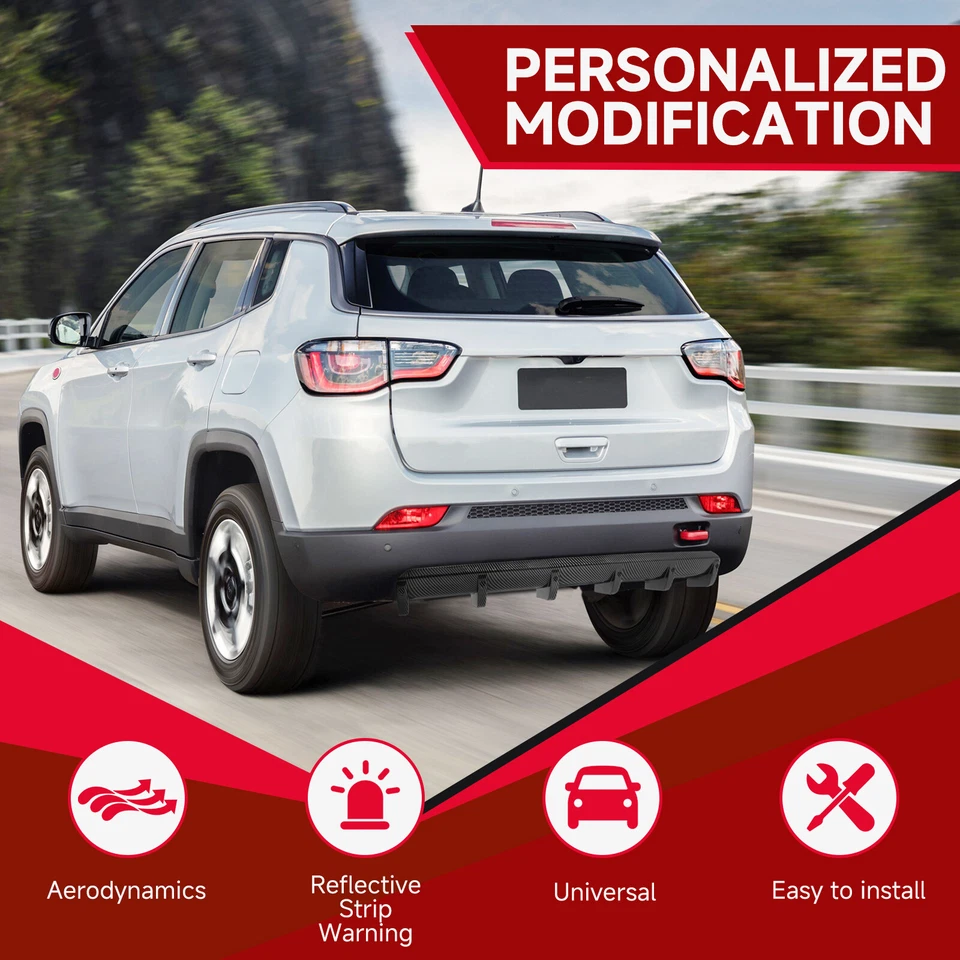 For Chevrolet Chevy Spark Carbon Car Rear Diffuser Bumper Lower Valance Lip Fins Foto 4 de 4