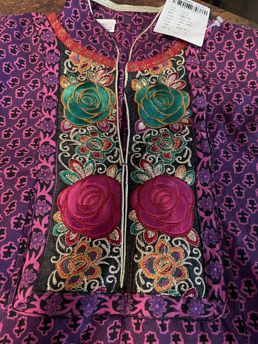 Nuevo con etiquetas Túnica Utsav Moda Para Mujer Talla XL Algodón Mangas 3/4 Bordada Multicolor - Imagen 6 de 9