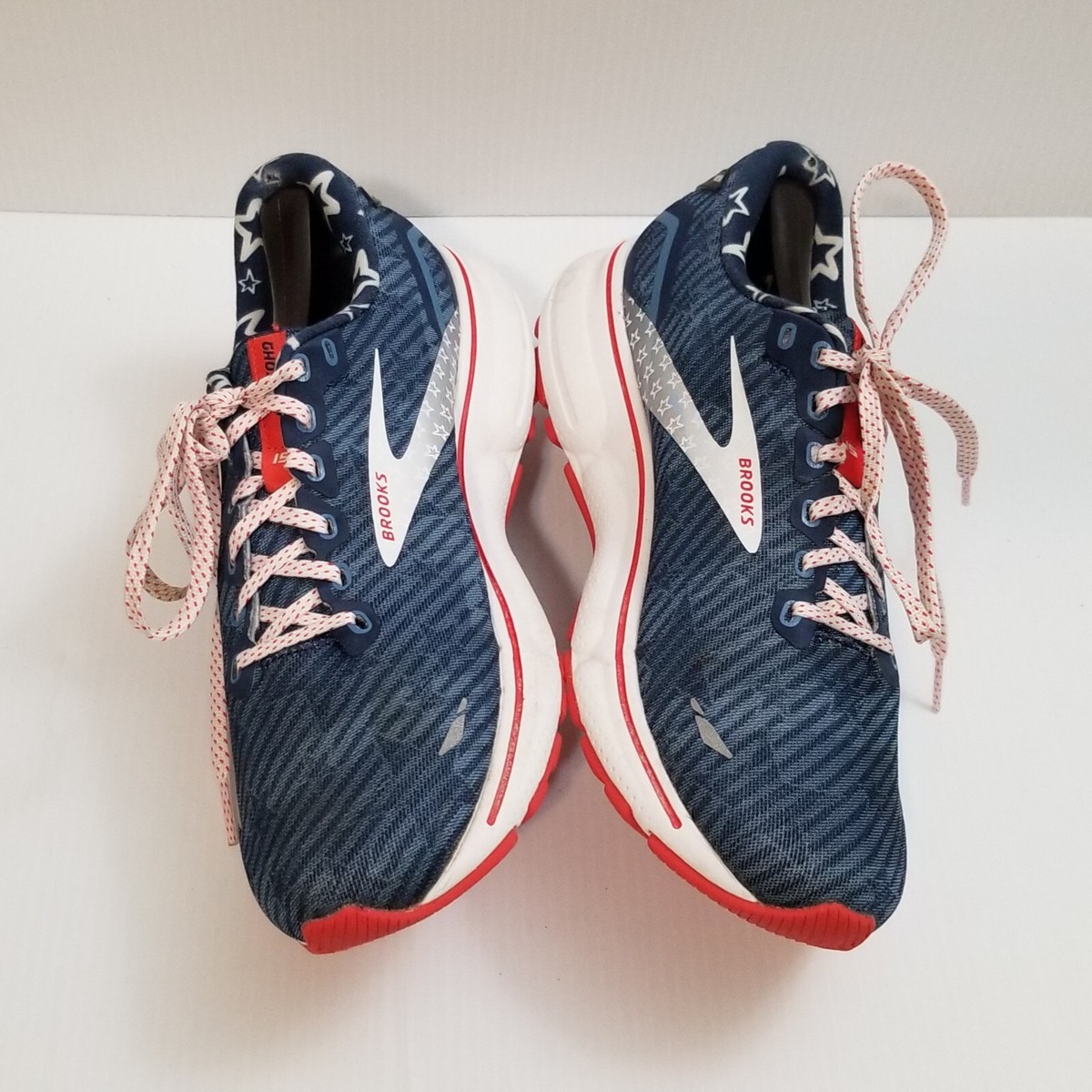 Brooks Ghost 15 Womens Shoes Red White And Blue Fourth Of July Stars  Stripes