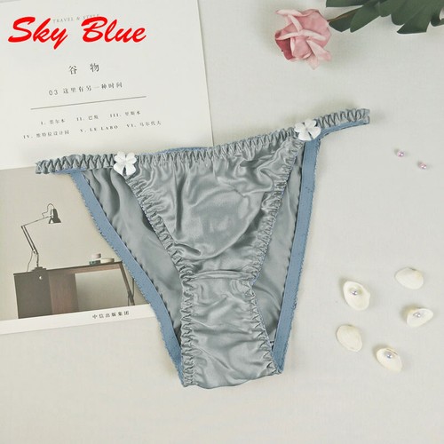 Womens Sexy Pure Silk Satin Panties Lingerie Low Waist Underwear Knickers Briefs - Picture 8 of 20