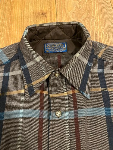 Pendleton 100% Pure Virgin Wool Vintage Made In USA Shirt Brown Plaid Medium - Picture 6 of 15
