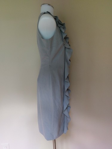 Calvin Klein Sz 2 Sheath Dress Ruffle Front Solid Gray Sleeveless Women XS Small - Picture 7 of 12