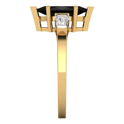 2 tcw Marquise Cut Engagement Ring for Women, 14K Yellow Gold Onyx Promise Ring - Picture 3 of 11