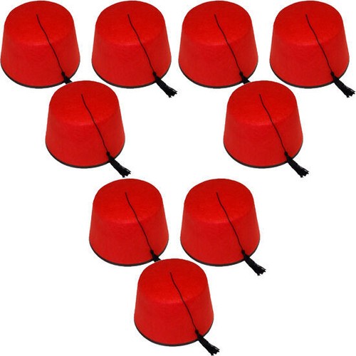 Adult Red Fez Tarboosh Hat Tommy Cooper Turkish Fancy Dress Up Costume 521 - Picture 13 of 36