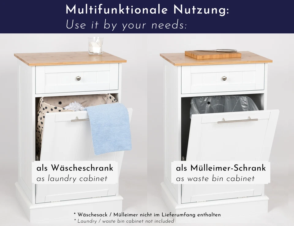 Wäscheschrank Mülleimer-Schrank Wäschesammler Bad Wäschebox Abfall-Schrank Küche - Bild 2 von 4