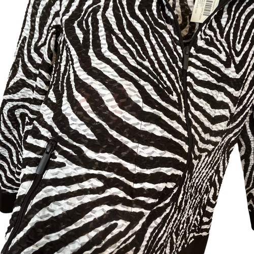 Chico's Zebra Print Jacket Top Women Size 8 M Brown Lightweight Burnout Full Zip - Picture 4 of 12