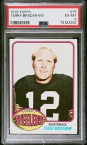1976 Topps Terry Bradshaw Vintage Football Card #75 Steelers HOF - PSA 6 EX-MT