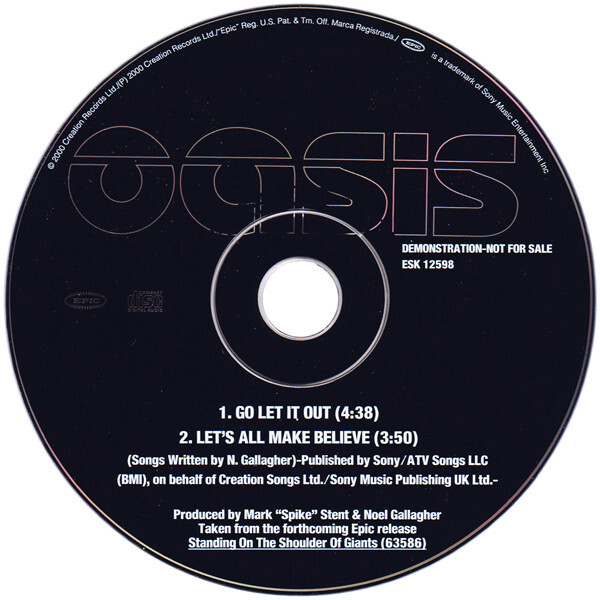 Oasis Programme Ebay Oasis: Go Let It Out & Let's All Make Believe PROMO MUSIC AUDIO CD ESK ...