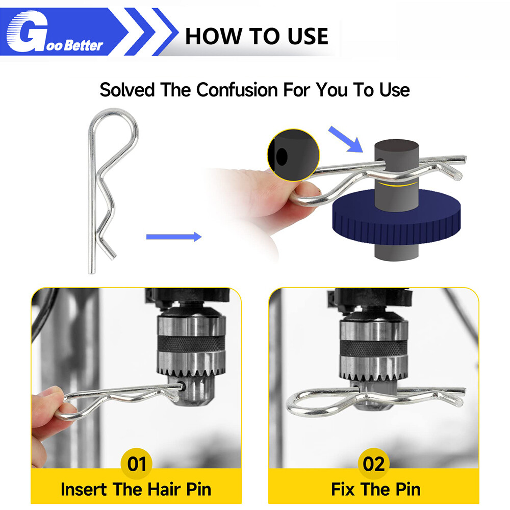 150Pcs R Cotter Pins Assortment Kit Hitch Pin Clip Locking R Hairpin