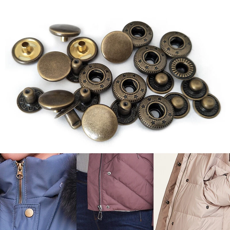 10 Set Snap Fasteners Press Studs Buttons Leather Brass Sewing Accessory 10-20mm - Image 3 of 4
