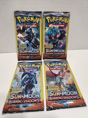 Pokemon TCG Sun & Moon Burning Shadows 3-card Pack - Complete Art Set 4 Packs