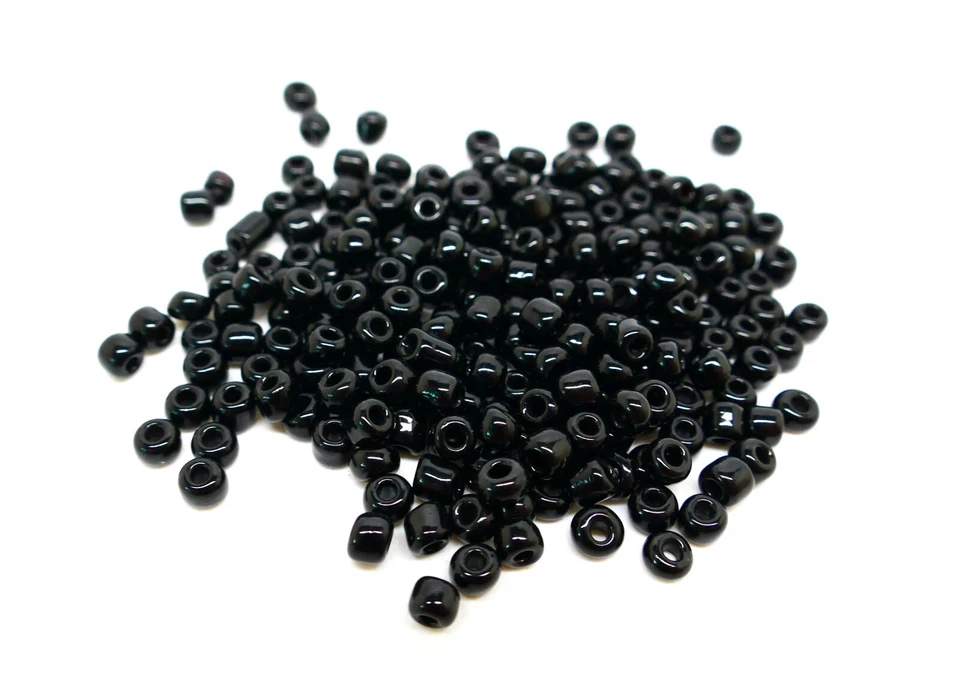 Black Opaque Glass 8/0 3mm Seed Beads  - 50g Approx 1100 pcs Small Spacer Beads - Image 2 of 4