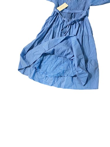 NEW Sim & Sam Dress Women's Size Small Blue Tiered Balloon Sleeve Cotton Empire - Picture 7 of 13