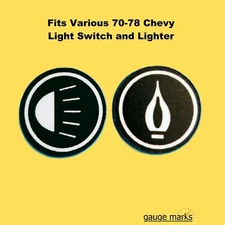 70-78 CAMARO LIGHT SWITCH and CIGARETTE LIGHTER KNOB INSERTS - Adhesive Backed