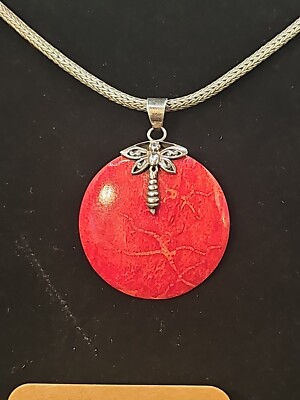 Red Coral Gemstone Earrings for Women in 925 Sterling Silver  Red Coral Sponge Teardrop Shaped with Dragonfly Earrings in Sterling Silver main image 1