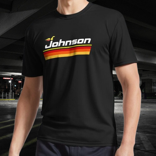 T-shirt retrò Johnson Outboards logo attivo taglia divertente moda maglietta americana