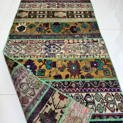 Vintage Hand Knotted Wool Runner Rug, 3x7 Oriental Turkish Carpet - Picture 10 of 10
