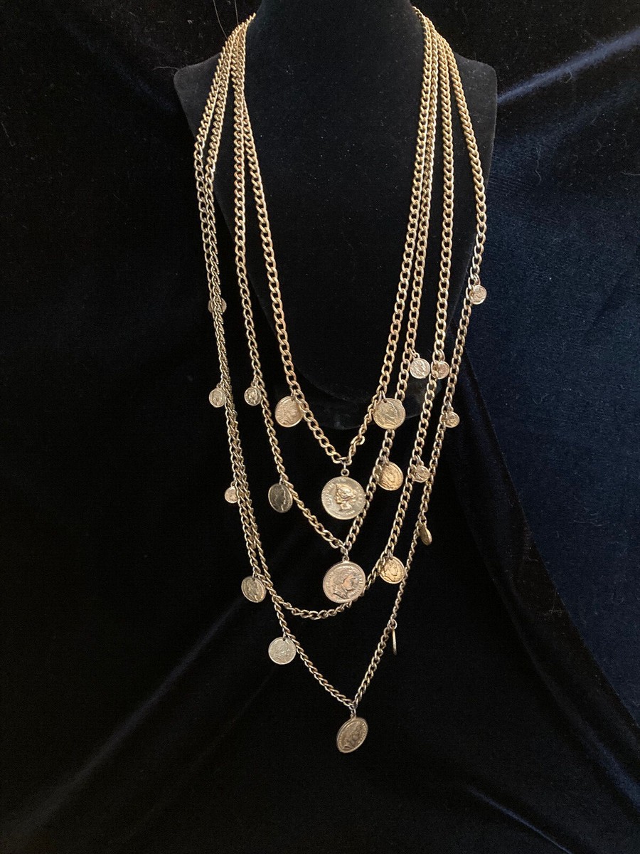 Vintage Goldette Layered 4-strand Coin Necklace | eBay