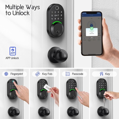 WiseGear Keypad Smart Lock with Knob Set, Matte Black - Picture 9 of 11