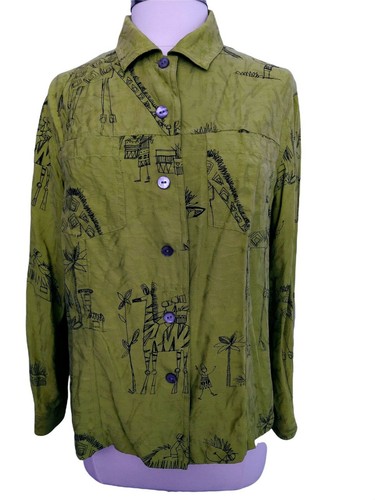 CHICOS Silk Blouse, 100% Silk Button Up 
