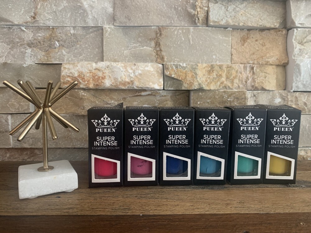 ✨6X PUEEN SUPER INTENSE STAMPING NAIL POLISH~NEW IN BOX~PINK~BLUE~YELLOW~GREEN✨