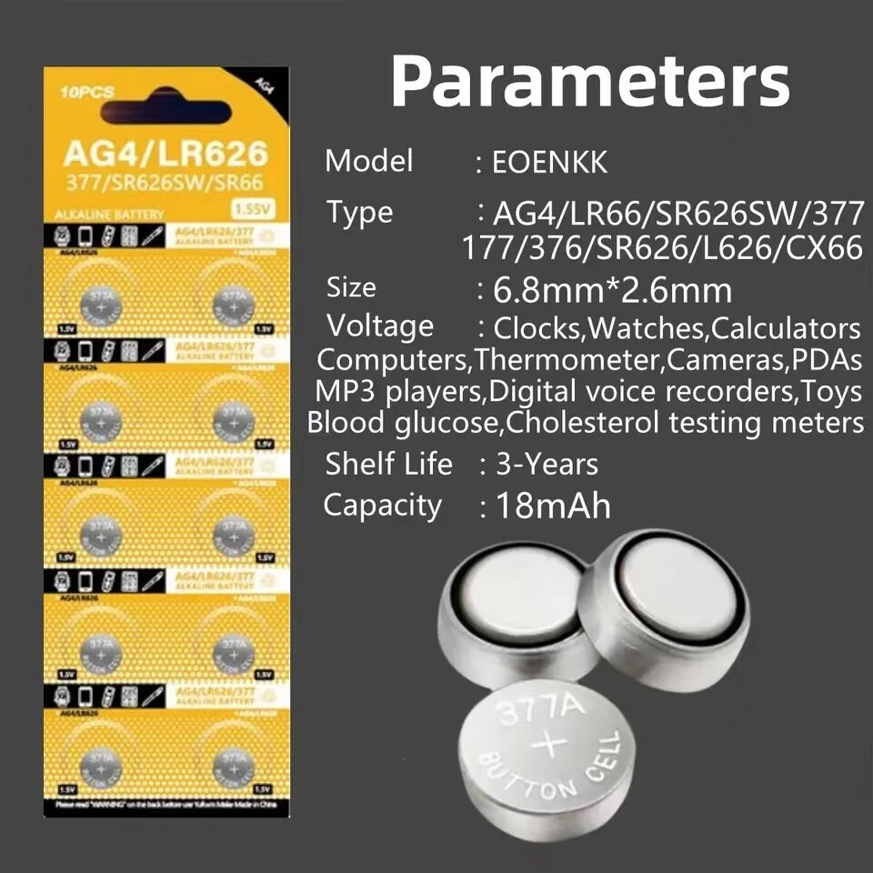 SR626SW 377 Piles Bouton AG4 pour Montre 1.5 V, équivalente à 377A, LR626,  V377, 377S, D377, SR66, SR626, S626E, Pack de 32【3 Ans Garantie de  Stockage】 : : High-Tech