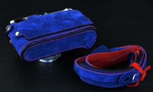 LUIGI TENDERLY BLUE/RED CASE for LEICA M10/M10-P,M10R,GRIP,FULLY LINED STRAP,UPS - Picture 3 of 6