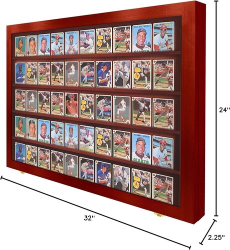 Vetrina porta carte collezionabili USA 50 non classificata sport caricatore superiore legno ciliegio armadio - Foto 4 di 13