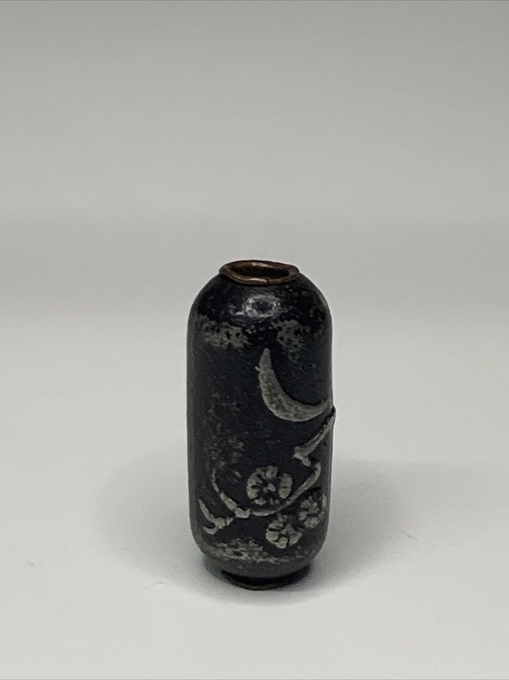 Antiguo Ojime Media Luna Árbol Cuentas Meiji Japón Netsuke Inro Metales Mezclados Foto 2 de 4