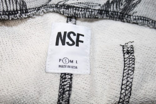 NSF grau bedruckt French Terry Baumwolle Kordelzug mittelhoher Bund Jogginghose Sweathose Small - Bild 3 von 6