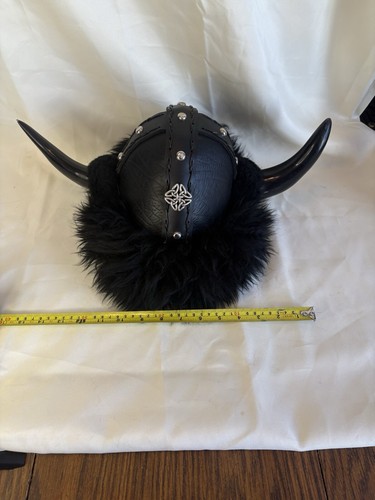 Vintage Black Leather Viking Helmet With Real Horns Beautiful Design ๐ฅ๐ฅ๐ฅ - Picture 16 of 18