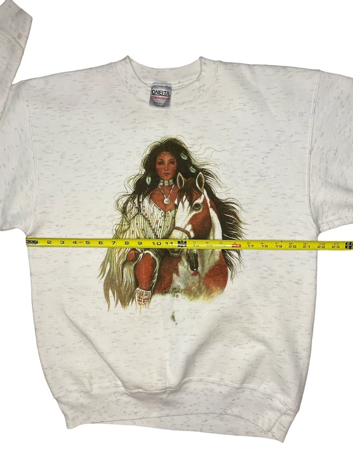 Vintage Native American Woman Lady Horse Carol Martin Sweatshirt Men’s Size L Foto 3 de 4