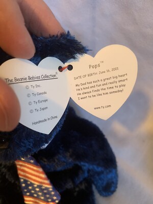 Ty Beanie Baby 2001 Pops the Bear With Tags and Errors | eBay