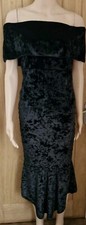 Nwt black velvet off the shoulder midi dress size 12